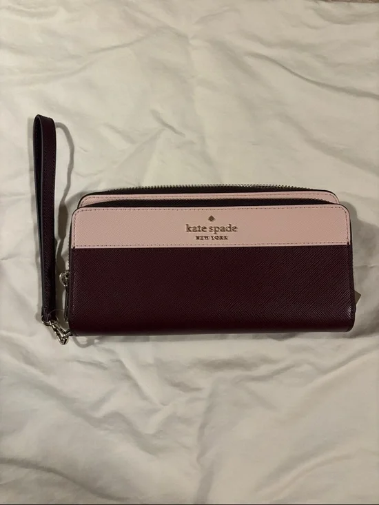 Kate Spade New York Burgundy & Blush Tote Bag + Matching Wallet Set - Picture 10 of 13